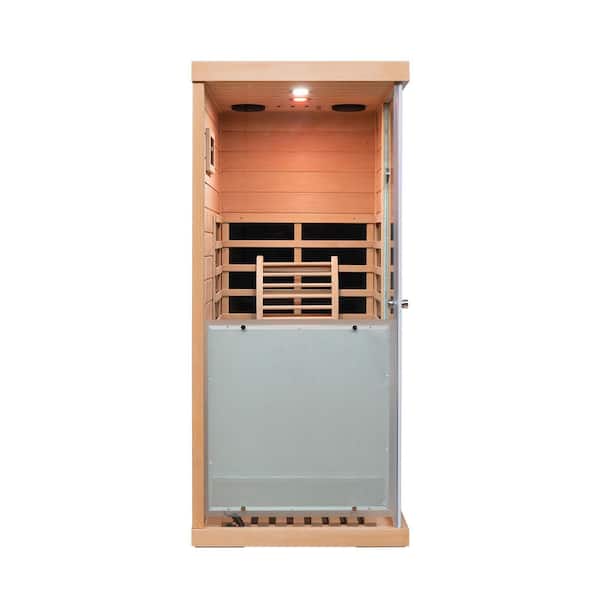 Hemlock 1-Person Far Infrared Sauna with 6 Heating Panels Digital Display Bluetooth LED Reading Light
