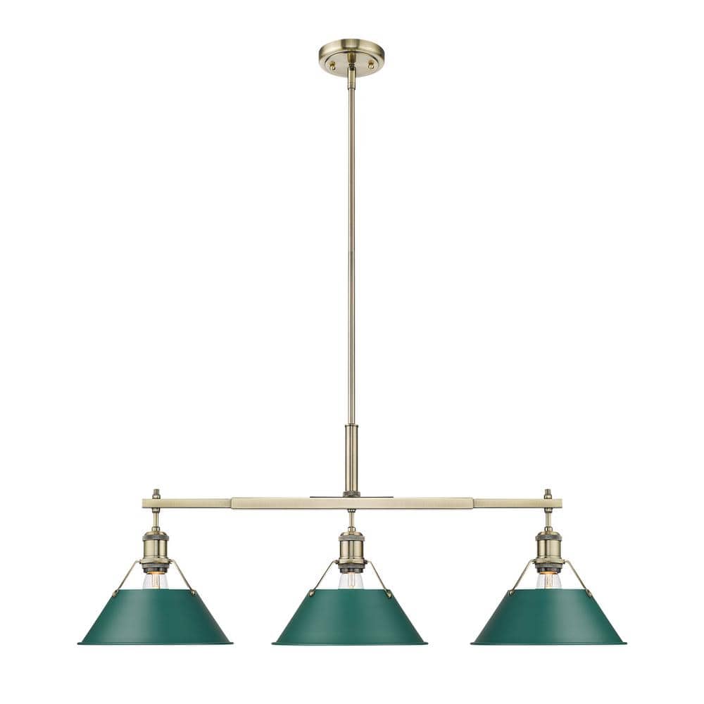 Orwell 100-Watt 3-Lights Aged Brass with Pendant Light with Metal Shade, No Bulbs Included price history on PriceWatchPro