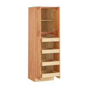Hargrove Assembled 24x84x24 in. Plywood Shaker Utility Kitchen Cabinet Soft Close 4 rollouts in Stained Cinnamon