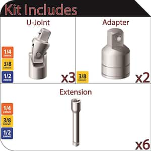1/4in., 3/8in., and 1/2 in. Drive Accessory Set (11-Piece)