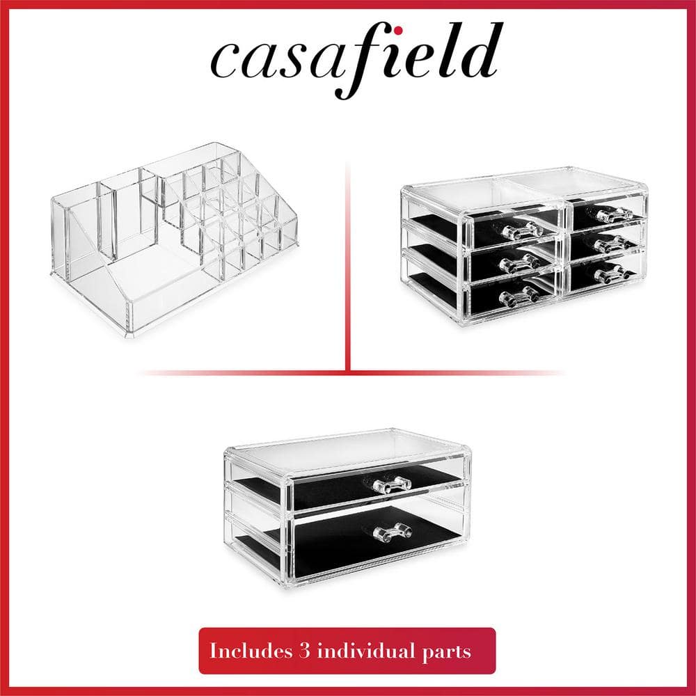 Clear Acrylic 16 Compartment Makeup and Jewelry Organizer