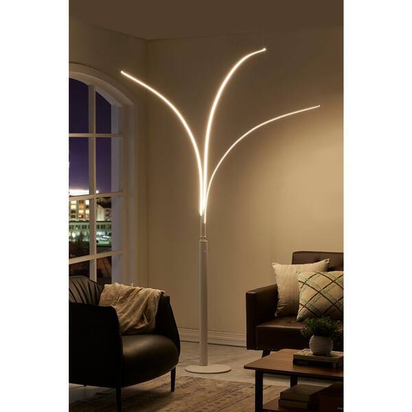 ARTIVA 92 in. Matt White Aurora LED Arch Tree Floor Lamp