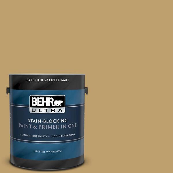 BEHR ULTRA 1 gal. #UL180-24 Ground Cumin Satin Enamel Exterior Paint and Primer in One