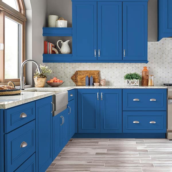1 gal. #MQ4-24 Electric Blue Semi-Gloss Enamel Interior/Exterior Cabinet, Door & Trim Paint