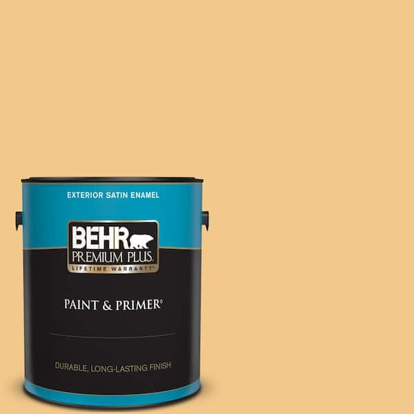 BEHR PREMIUM PLUS 1 gal. Home Decorators Collection #HDC-CL-16 Beacon Yellow Satin Enamel Exterior Paint & Primer