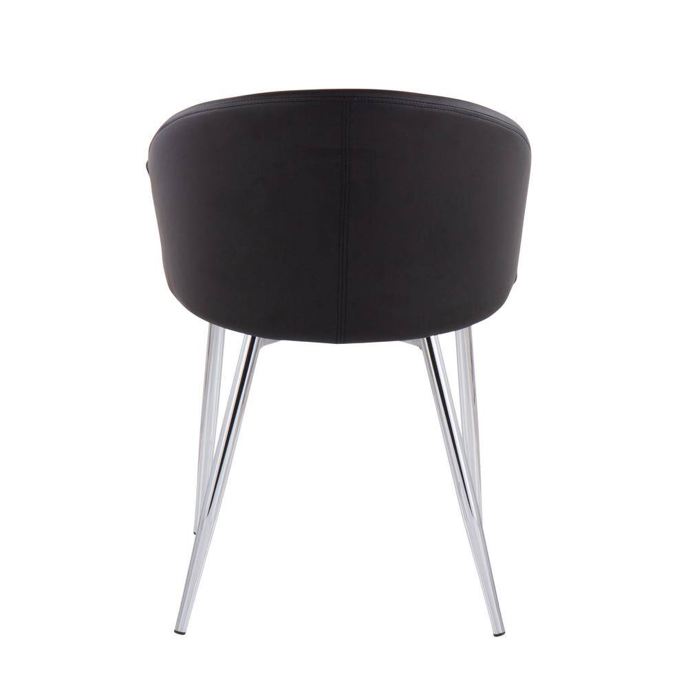 Black Faux Leather Upholstered Side Chair with Metal Frame