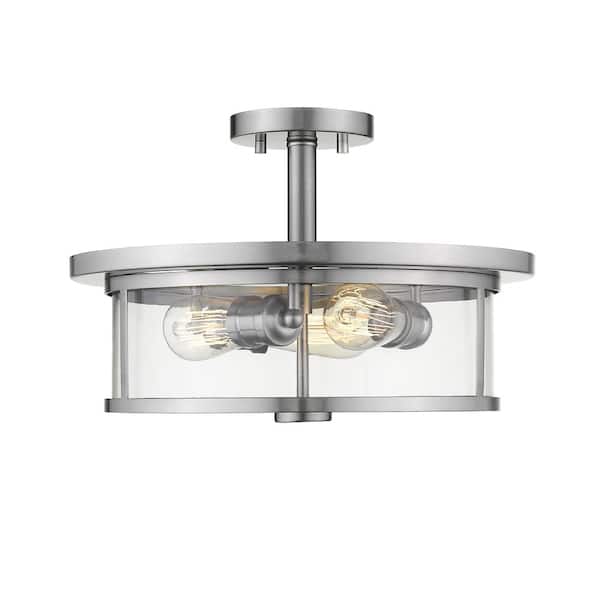 Unbranded Savannah 15.75 in. 3-Light Brushed Nickel Semi-Flush Mount with Clear Shade