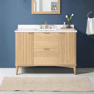 Gabi 48 in. W x 22 in. D x 35 in. H Single Sink Bath Vanity in Rustic Ash with White Engineered Stone Top