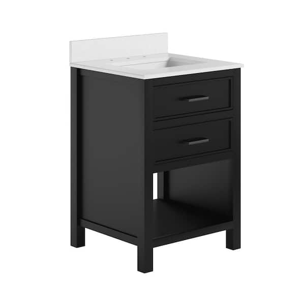 Dorel Living Nevada 24 in. Black Bathroom Vanity with Dark Pewter Handles