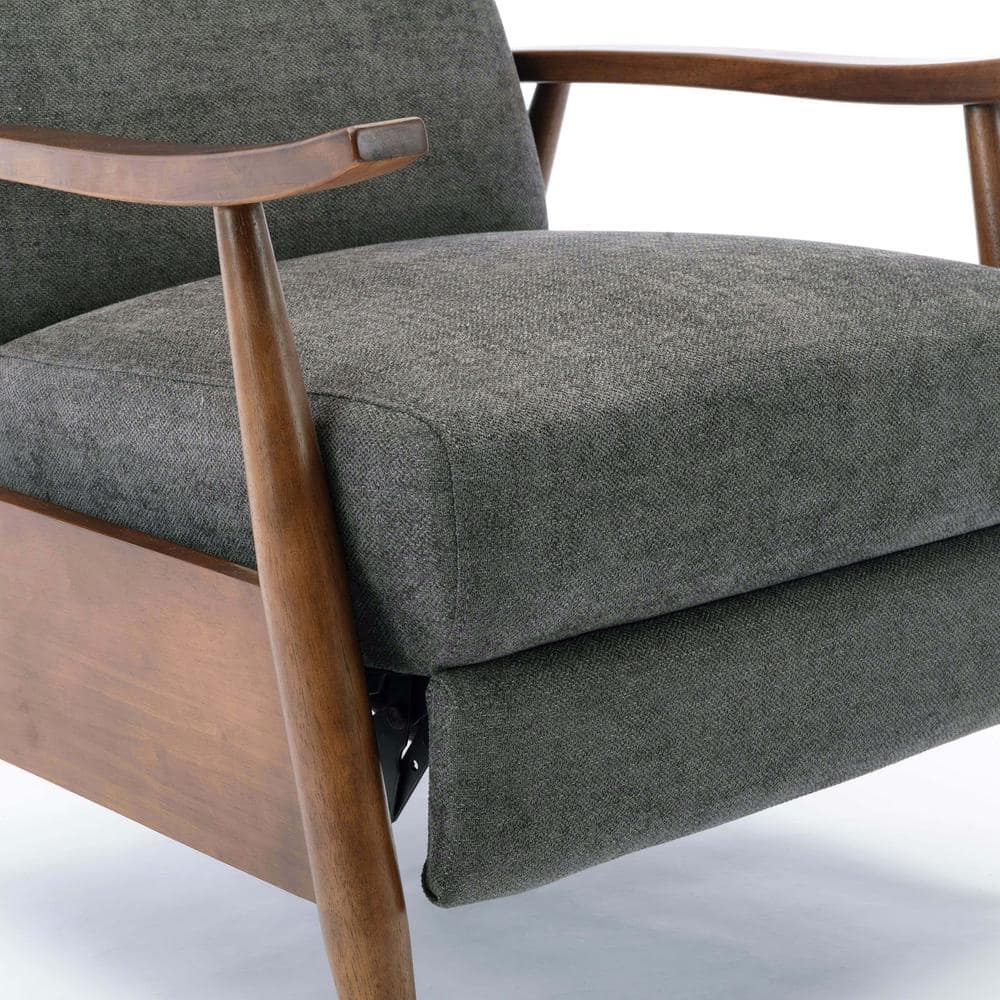 Soren Charcoal and Chestnut Mid-Century Modern Recliner