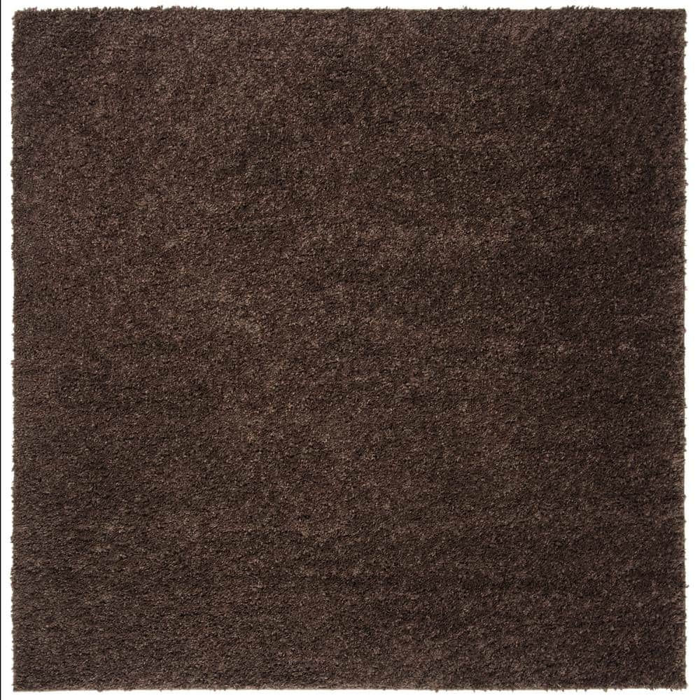 Cozy Comfort Brown 3' Square Synthetic Shag Area Rug