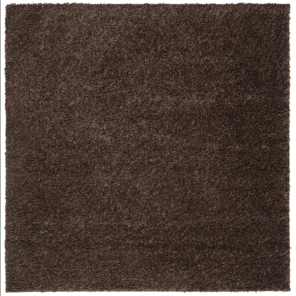 August Shag 4 ft. x 4 ft. Square Brown Solid Color Area Rug