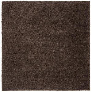 August Shag Brown 5 ft. x 5 ft. Square Solid Area Rug