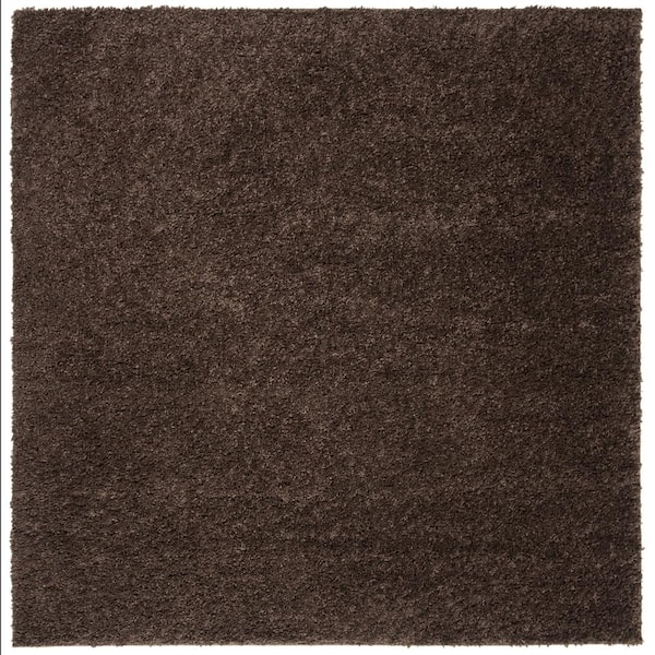 SAFAVIEH August Shag Brown 7 ft. x 7 ft. Square Solid Area Rug