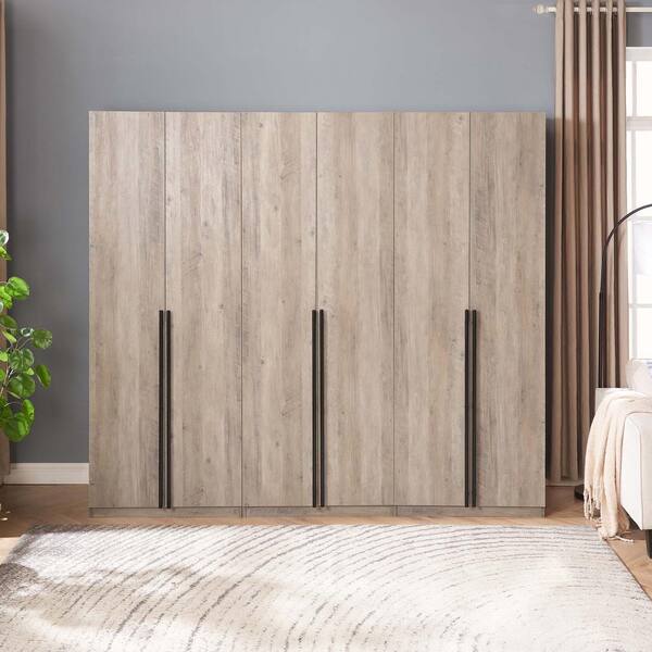 Manhattan Comfort Lee Rustic Grey 63 in. Freestanding Wardrobe
