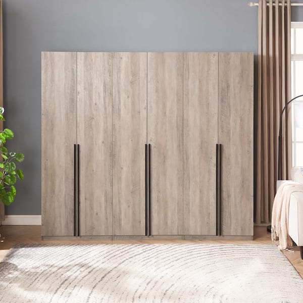 Manhattan Comfort Lee Rustic Grey 94.5 In. Freestanding Wardrobe With 4 