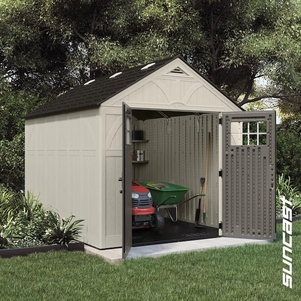 Tremont 8 ft. W x 10 ft. D Plastic Resin Storage Shed with Floor (70 sq. ft.) in Vanilla (Beige)