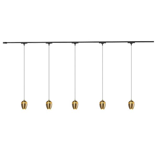 Eloa 5 Light Brushed Gold dimmable 3000K LED Trilo Track Ceiling Kit