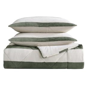 Lawndale 2-Piece Almond/Fern Green Twill Plush Polyester Twin Comforter Set