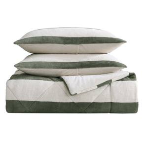 Lawndale 3-Piece Almond/Fern Green Twill Plush King Comforter Set