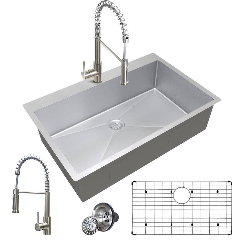 33'' Stainless Steel Drop-In Single Bowl Kitchen Sink