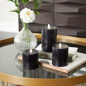 Black Wax Traditional Flameless Candle (Set of 3)
