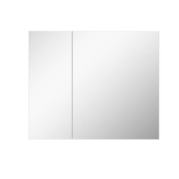 36 in. W x 30 in. H Rectangular Frameless Aluminum Medicine Cabinet with Mirror and Soft-Close Hinges