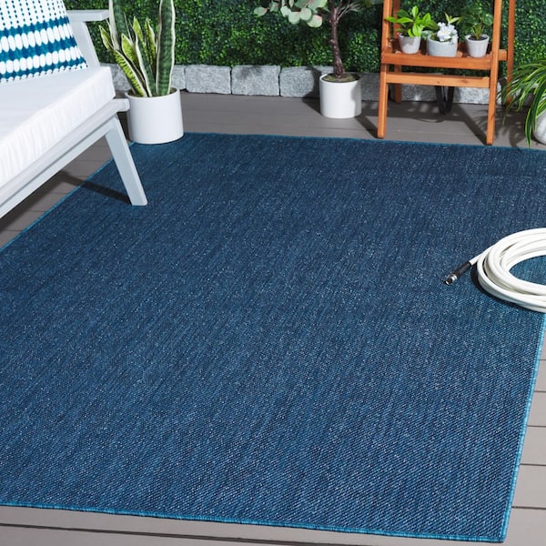 Beach House Blue 8 ft. x 10 ft. 2-Toned Solid Indoor/Outdoor Area Rug