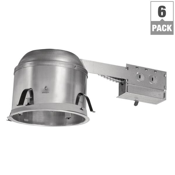 Luxury canister lights home depot Halo H27 6 In Aluminum Recessed Lighting Housing For Remodel Shallow Ceiling Insulation Contact Air Tite Pack H27ricat 6pk The Home Depot