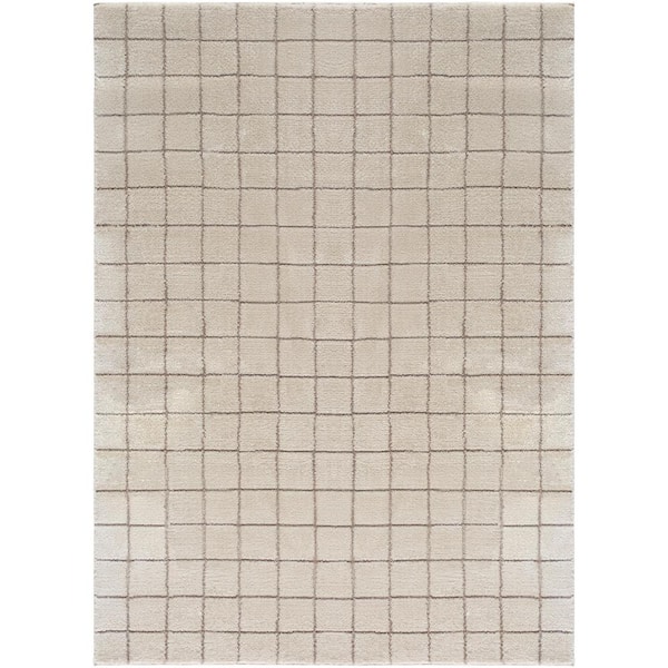Our PNW Home Grid Ivory/Taupe 3 ft. x 10 ft. Cascade Global Indoor Area Rug