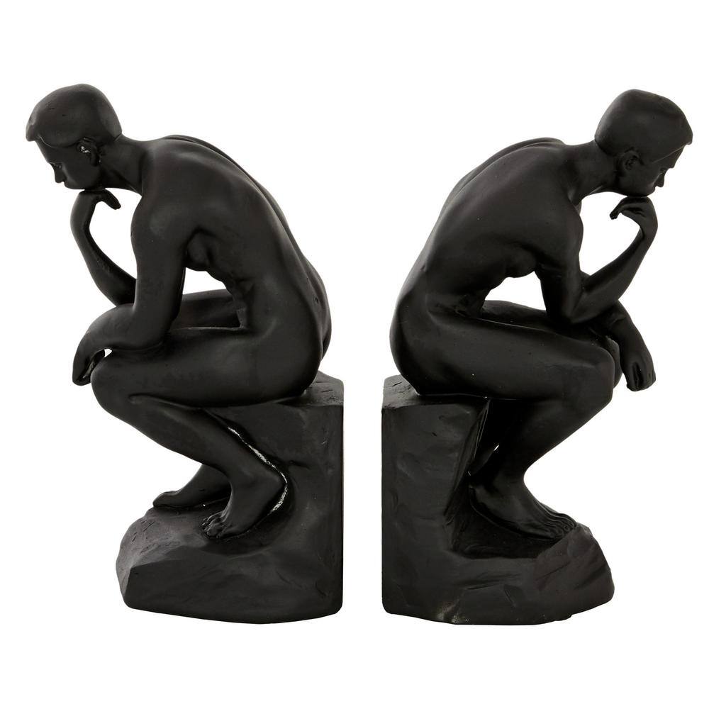 Black Resin The Thinker People Bookends Set of 2