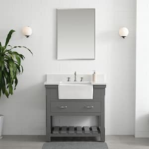 Wesley 36 in. W x 22 in. D Bath Vanity in Gray with Engineered Stone Vanity Top in Ariston White with White Sink