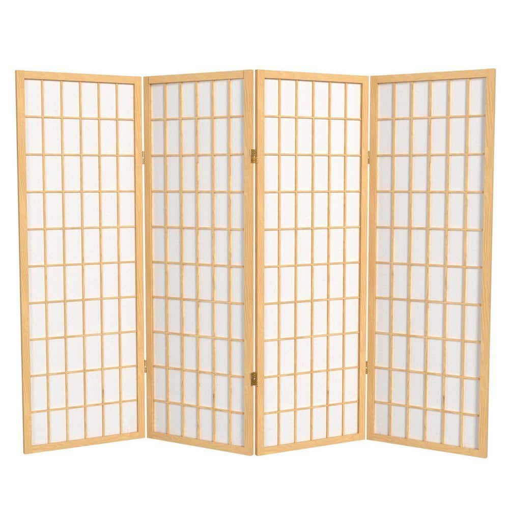 Pane Screen Red Lantern 4 ft. Short Window Pane Shoji Screen - Natural - 4 Panels ...