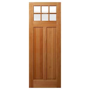 36 in. x 96 in. 2 Panel Universal 6 Lite TDL Satin Glass Unfinished Fir Wood Front Door Slab with Ovolo Sticking