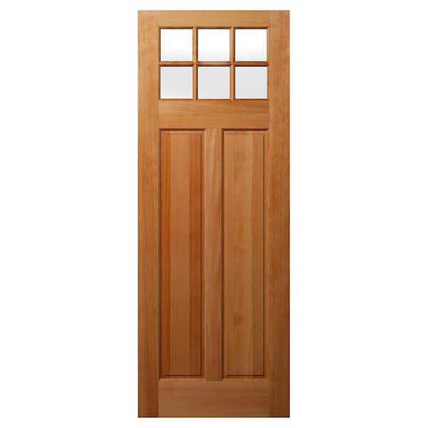 Builders Choice 36 in. x 96 in. 2 Panel Universal 6 Lite TDL Satin Glass Unfinished Fir Wood Front Door Slab with Ovolo Sticking