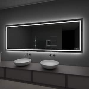 96 in. W x 36 in. H Rectangular Frameless Wall Bathroom Vanity Mirror with Backlit and Front Light