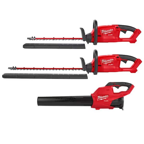 Milwaukee M18 FUEL 18 in. 18V Lithium-Ion Cordless Brushless Hedge Trimmer with Blower, 24 in. Hedge Trimmer Combo (3-Tool)