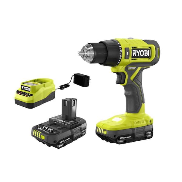 RYOBI ONE+ 18V Cordless 1/2 in. Hammer Drill Kit with (2) 1.5 Ah Batteries and Charger