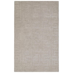 Beige 5 ft. x 8 ft. Rectangle Solid Color Wool/Cotton Area Rug