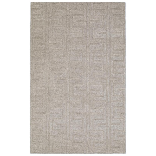 NUSTORY Beige 5 ft. x 8 ft. Rectangle Solid Color Wool/Cotton Area Rug