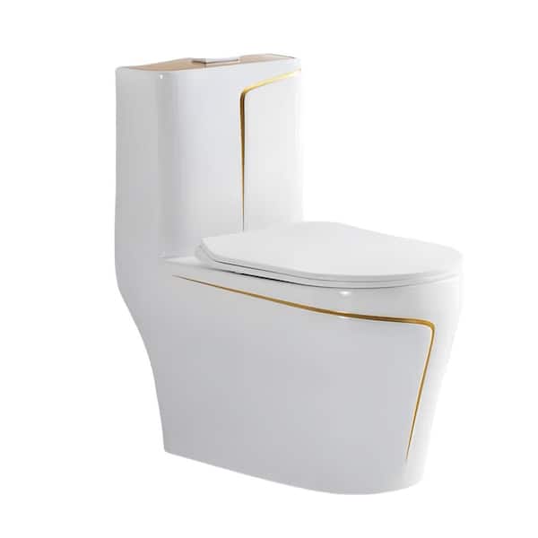12 in. Rough In 1.85 Gal. Dual Flush GPF Elongated 1-Piece Toilet in White Seat Included