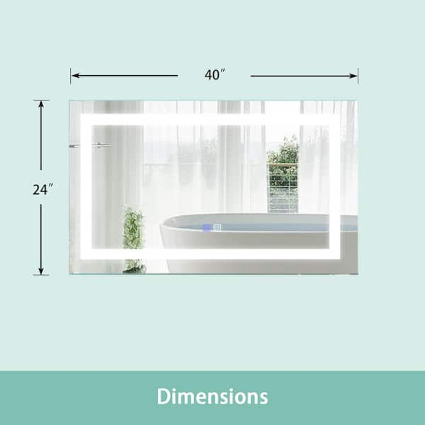 CASAINC 84-in x 40-in Dimmable Lighted Sliver Fog Free Frameless