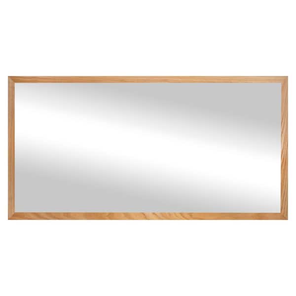 2 in. Natural Frame (30 in. W x 61 in. H) Oak Hardwood Rectangle Wall Mirror