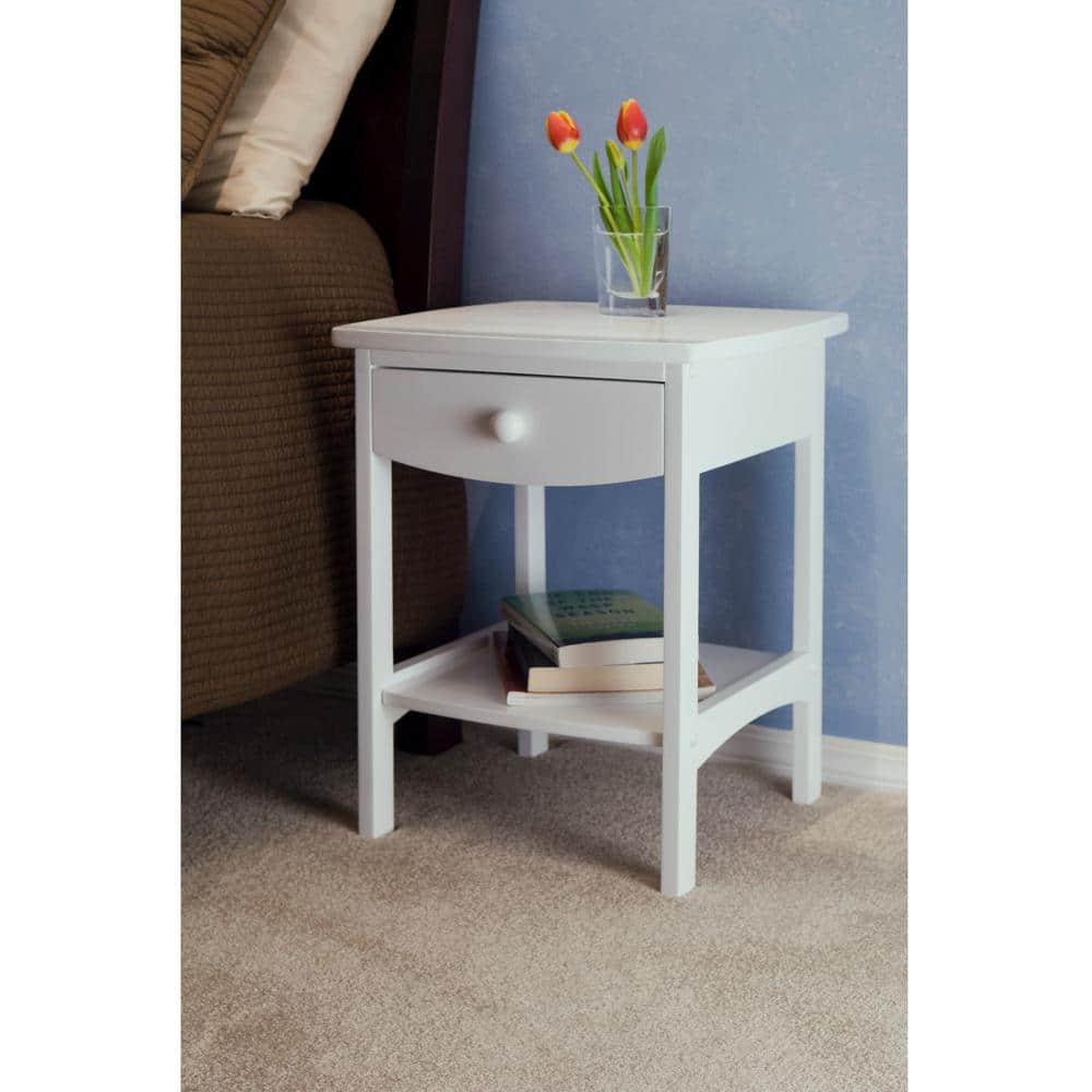 Elegant Claire White Solid Wood Square Nightstand with Storage