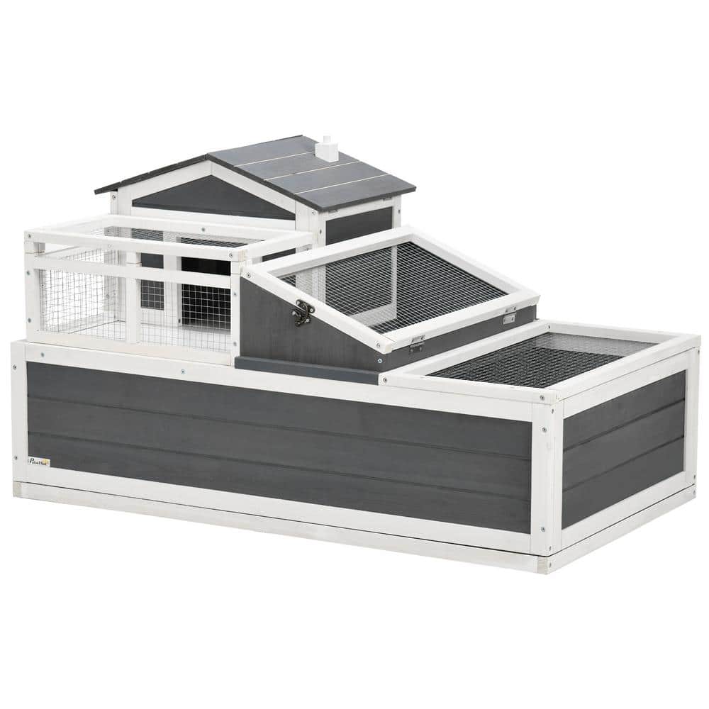 Storm Gray Wooden 3-Room Tortoise Habitat with Balcony