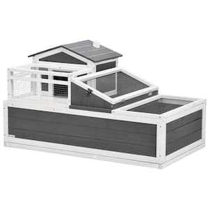 Wooden Tortoise House with Balcony, 2 Tiers Large Tortoise Habitat Indoor, Outdoor Reptile Cage