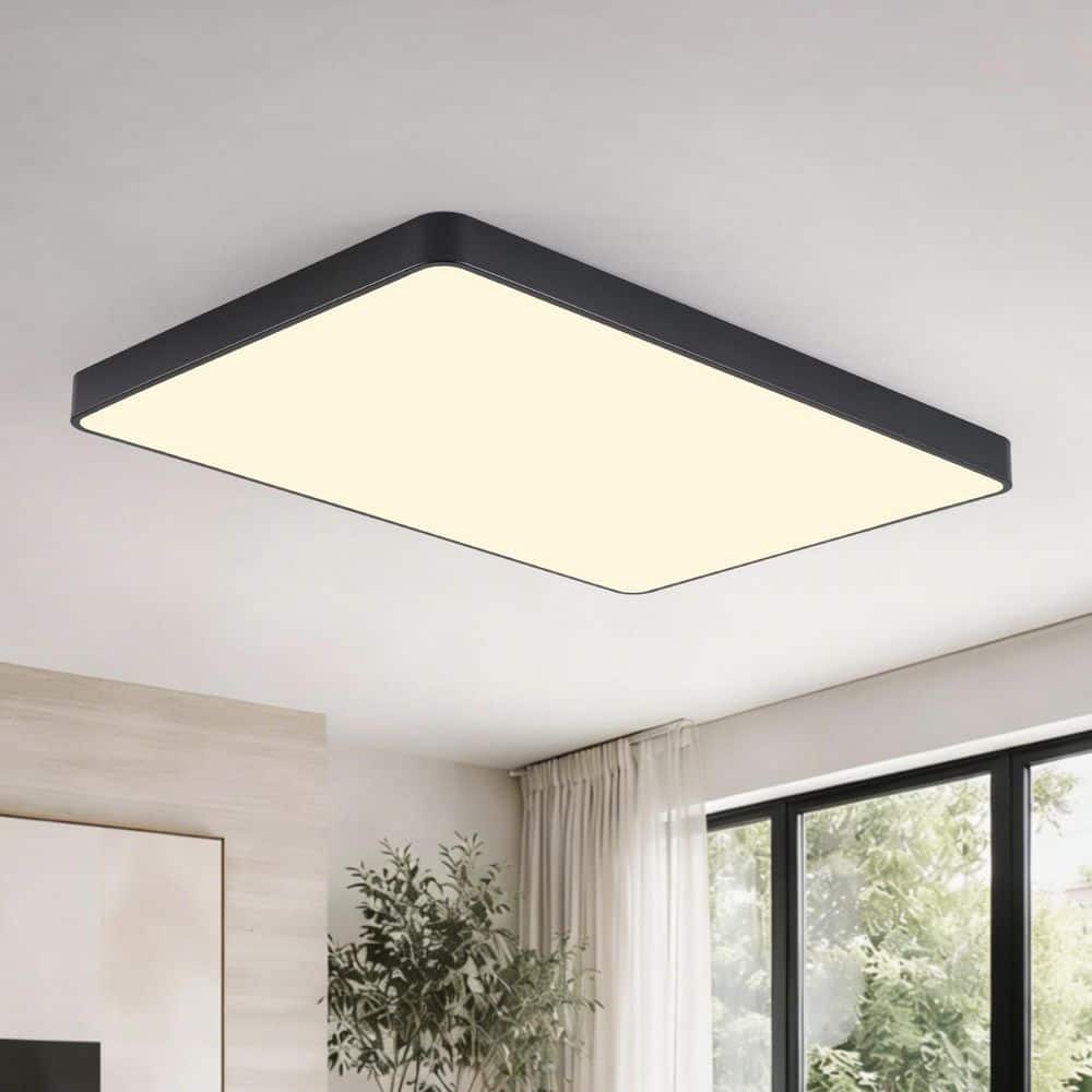 Lumin 1-Light 33.9 in.W Matte Black Rectangular Flush Mount Light with Selectable CCT for Bathroom and Kitchen price history on PriceWatchPro