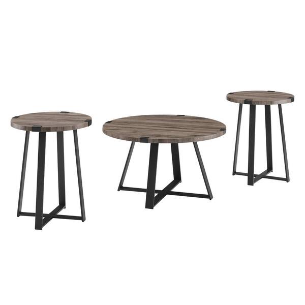 walker edison 3 piece coffee table set