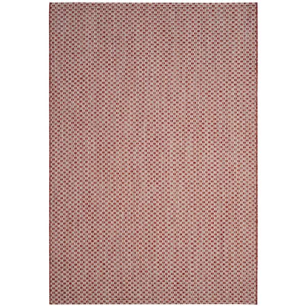 Courtyard Rust/Light Gray 4 ft. x 6 ft. Solid Indoor/Outdoor Patio  Area Rug