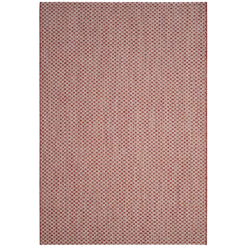 SAFAVIEH Courtyard Rust/Light Gray 5 ft. x 8 ft. Solid Indoor/Outdoor ...